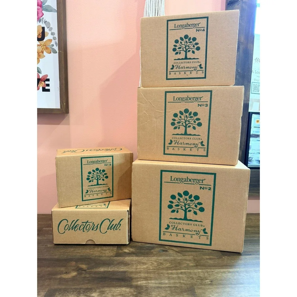 Longaberger Collectors Club Harmony Baskets Set #2-5 with Lids & Boxes NEW
